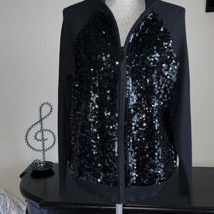 Chico’s front zipper sequin cardigan